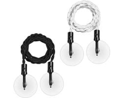 Draagbare Waslijn - Reis Waslijn - Kleding Drogen - Intrekbaar Elastisch Touw - Tot 2.8 Meter - Zwart Wit