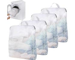 4 stuks wasnet, groot, voor wasmachine, 50 x 60 cm, waszak met handgrepen | waszak met ritssluiting, herbruikbare waszakken voor ondergoed, slipjes, beha's, truien, sjaals