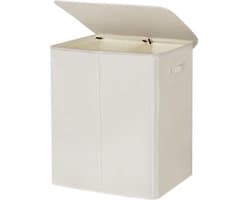 Ploutos® Wasmand 2 Vakken -Wasmand met 3 vakken – Wassorteerder – 154L – Wit – 63cm x 37cm x 69cm