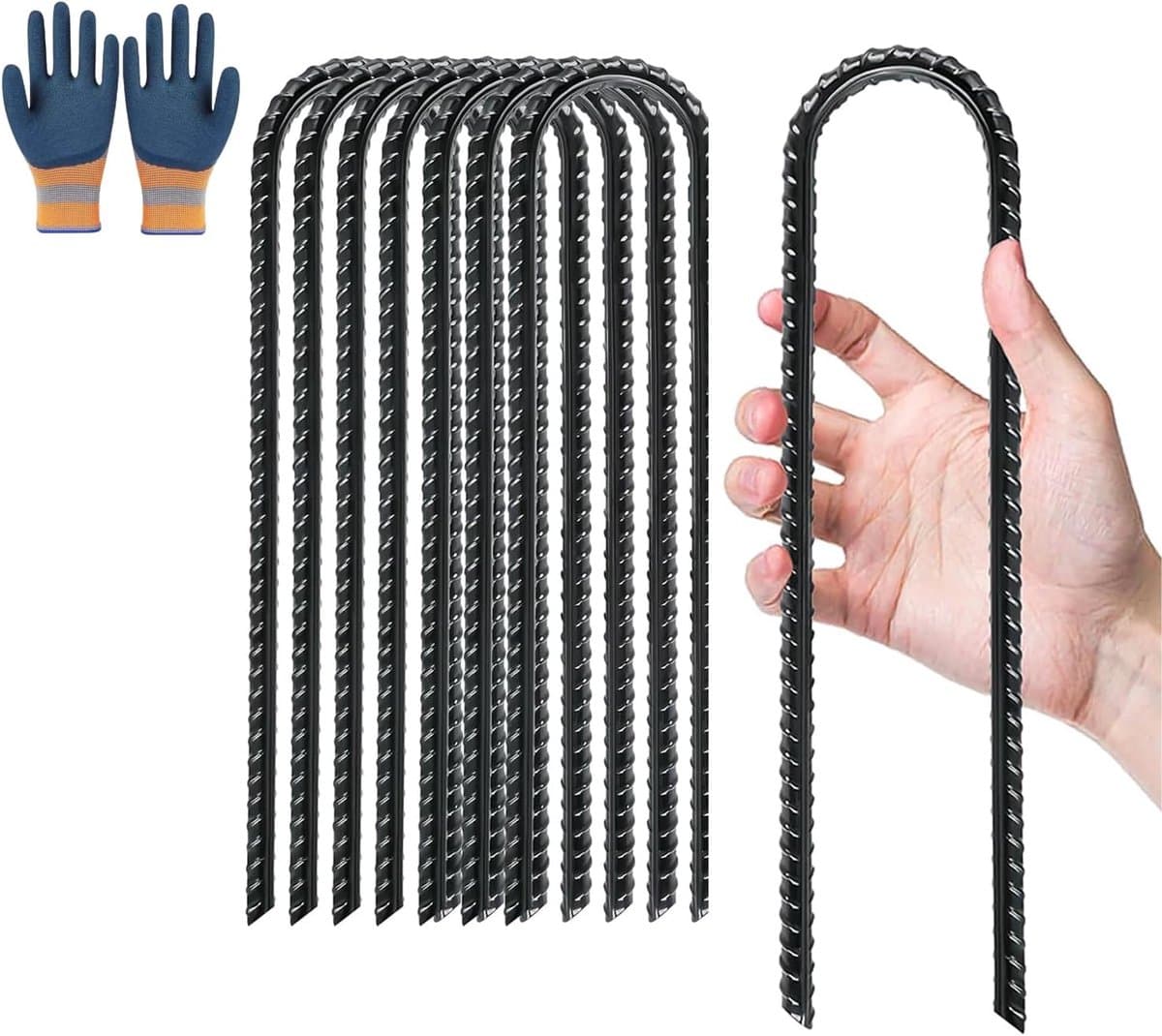SnelShoppen - 8 U-vormige Grondpennen 30 cm - Tentpennen, Trampolineharingen, Grondbevestiging voor Camping, Tuin, Feest, Windbestendig, Robuust en Be — afbeelding 1