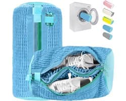 SnelShoppen - 2-in-1 Schoenwaszak voor Wasmachine, Dubbele Ritssluiting, Twee Zakken, Herbruikbaar Schoenen Waszak met Afsluitbare Wrijvingssluiting,