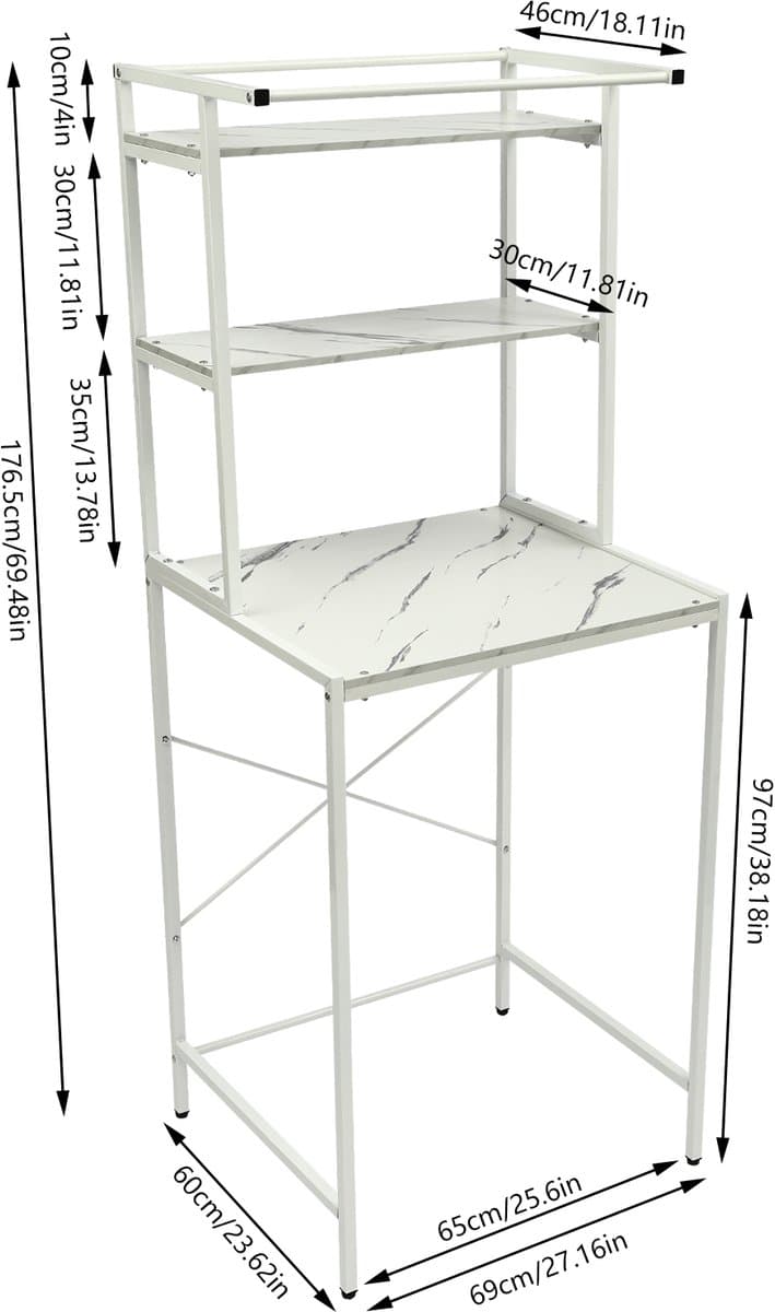 M-Goods Wasmachine Rek 3-Laags - Wasmachine Ombouw Opbergrek - Wasmachine Kast met Verhoger - 176,5 cm - 3 Kleuren — afbeelding 1
