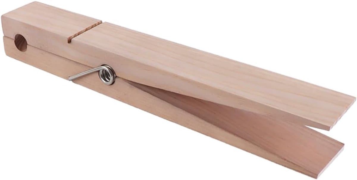 Grote Houten Wasknijpers - Natuurlijke Houtkleur - Stevige Grip - Voor Handdoeken en Kleding — afbeelding 1