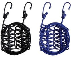2 Stuks Reiswaslijn, Elastische Waslijn, Draagbare Waslijn, Campingwaslijn, Outdoor-drooglijn Elastisch, met 12 Klemmen, voor Binnen en Buiten, Camping, Wasdrogen Buiten (Zwart, Donkerblauw)