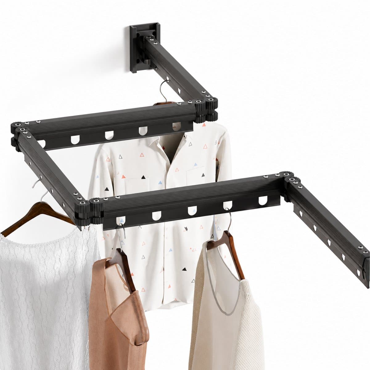 YQLAFT droogrek inklapbaar - droogrek 126cm - wasrek inklapbaar - 180° draaibare armen en 360° verstelbare scharnieren - Ideaal voor kleine woningen - droogrek hangend - Wasrek hangend - wanddroogrek - Kledingrek - Grijs — afbeelding 1
