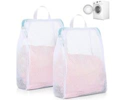 Dailygoods - 2 stuks wasnetten groot (wit) - Herbruikbare wasnetten met premium ritssluiting beschermen bh's, zijden blouses & delicatesse (50x60cm)