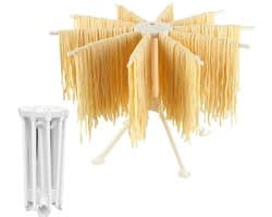 Dailygoods- Pastadroger - Opvouwbaar Droogrek - 10 Uittrekbare Sporten - Maximaal 2 kg Pasta - Geïntegreerde Transportstaaf - Eenvoudig Verse Pasta Maken