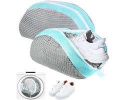 Dailygoods - Schoenwaszak, waszak, 2 stuks, ritssluiting, waszak voor schoenen, anti-vervorming, licht en draagbaar, herbruikbaar wasnet, waszak voor sneakers, grijs, 39 x 25 x 9 cm