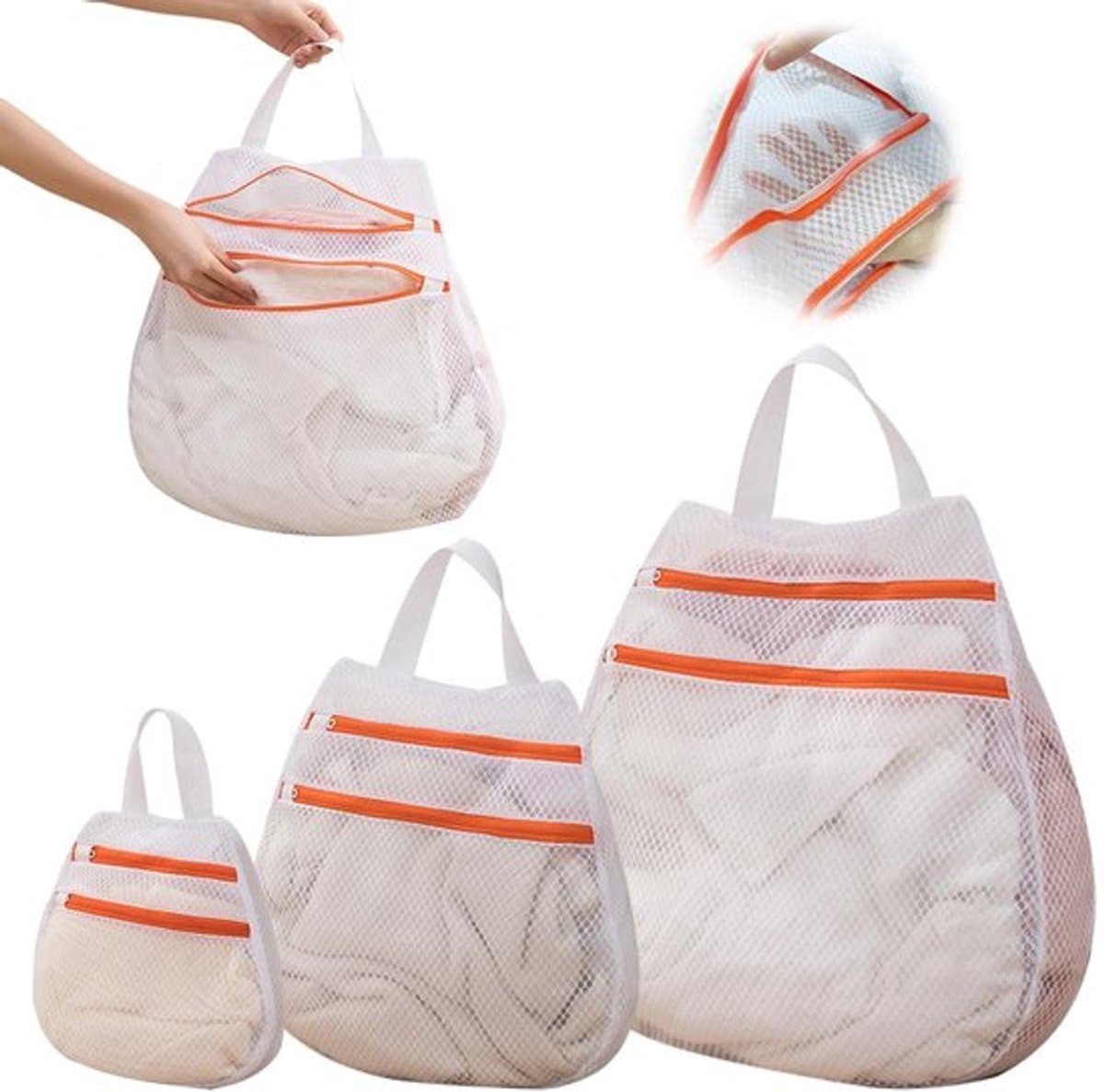 Waszak - Set van 3 - Polyester - Antislip - Waszakken voor wasgoed - Bescherming voor kleding - Afmetingen: 30x30/40x40/50x50 cm - Wasnet — afbeelding 1