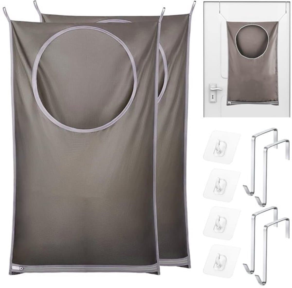Waszak Opvouwbaar - 2 Stuks - Waterdicht - Opknoping - Roestvrij Stalen Haak - Ruimtebesparend - Geschikt voor Reis en Thuis - Wasmand — afbeelding 1