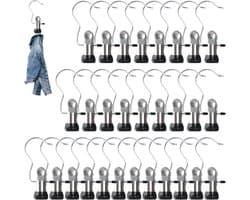 Thijox - Draagbare Washaken 30 Stuks Roestvrijstalen Wasknijpers Extra Sterk, 360° Draaibare Antislip Hanger Clips voor Broeken, Handdoeken, Sokken, R