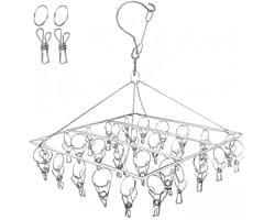 Roestvrijstalen sokkendroger sokkenhouder baby mini wasdroger sokkenhouder mini wasrek droogmolen camping wasrek camping sokkenhouder wasrek, vierkant 30 wasknijpers