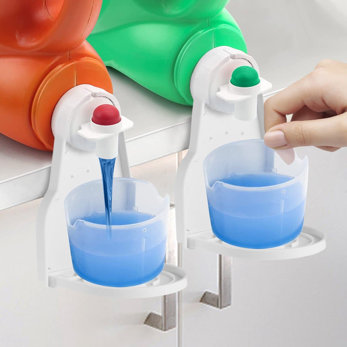 3pcs Wasmiddel gietstandaard, voetbediende wasmiddeldispenser om morsen te voorkomen, ideaal voor wasmachines — afbeelding 1