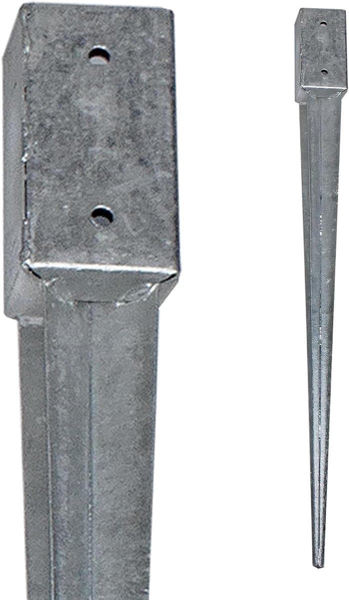 Vierkant grondanker - Inslaghuls anker - Stevig plaatsen - Thermisch verzinkt staal - 750 mm of 900 mm - Zilverkleurig — afbeelding 1
