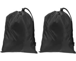 Polyester waszak, 2 stuks 25,4 cm x 20 cm zware reistas met trekkoord, scheurbestendig, opslag voor vuile kleding voor reizen, kamperen, college slaapzaal, zwart