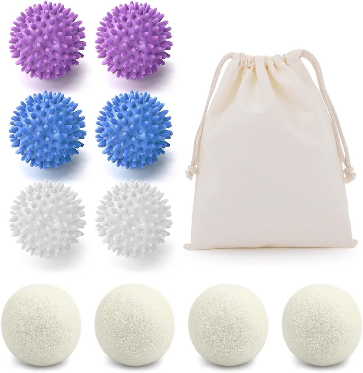 SnelShoppen - 10 Stuks Herbruikbare Droogballen 6x6 cm - Antistatisch, Verwijdert Pluisjes en Vermindert Kreukels - Perfect voor Droger en Wasgoed — afbeelding 1