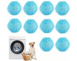 Verpakking van 20 herbruikbare haarverwijderaars Geschikt voor de wasmachine, blauwe wasballen van gaas.