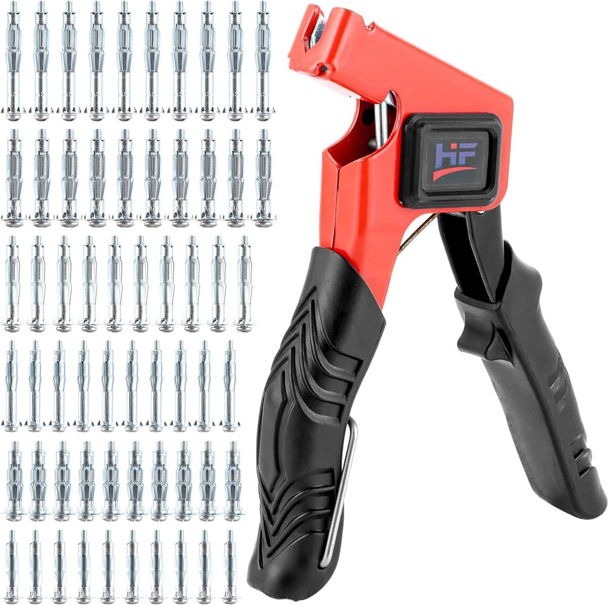 60 stuks holle metalen pluggen (6 maten), met montageklem, wandpluggen M4/M5/M6, perfect voor holle muren, gipsplaten (rood) — afbeelding 1