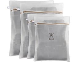 Waszak voor Wasmachine 4 Stuks, Versterkt Wasnet met Rits, Dikker Materiaal en Duurzaam, Herbruikbare Laundry Bag Kleding te Beschermen, Voor Ondergoed, Sokken en Delicate Kleding (2L + 2M)