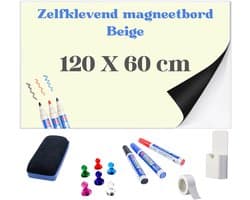 Magnetische Whiteboard Folie – Zelfklevende Whiteboard Sticker voor Muur, Herbruikbare Planner voor Thuis, Kantoor & School (120 x 60 Beige)