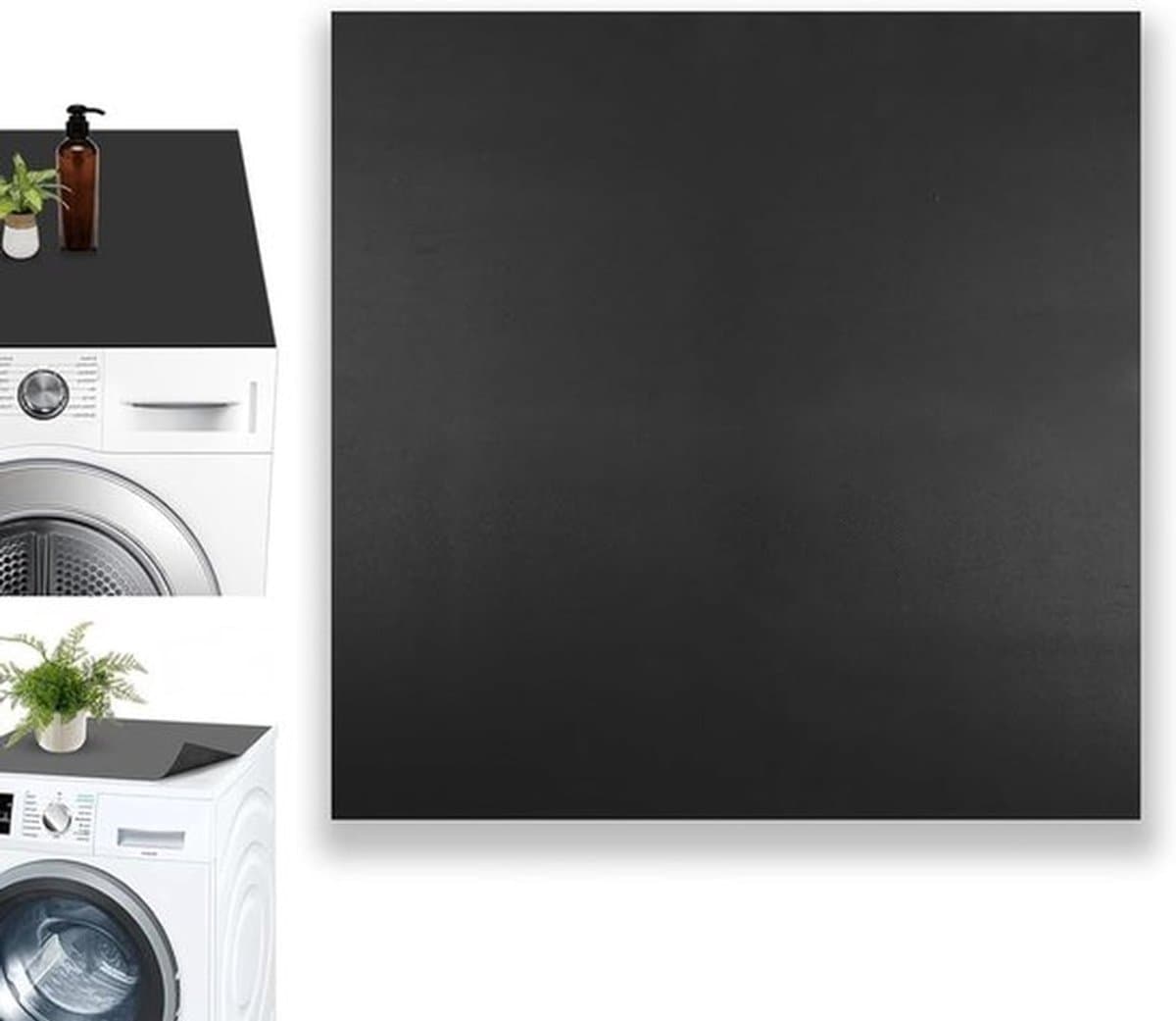 Zachte en op maat te snijden wasmachineafdekking 60 x 60 cm, antislip, universeel voor wasmachine en droger, zwart, ideaal voor badkamer en keuken — afbeelding 1