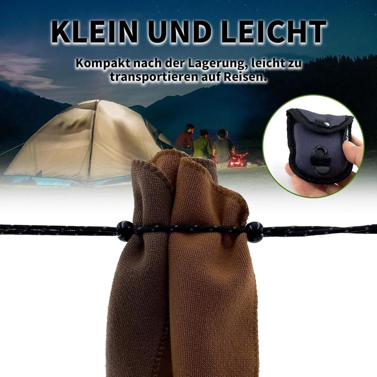 Waslijn - Lichtgewicht - Uittrekbaar tot 3 meter - Reflecterend - Voor Kamperen en Backpacken — afbeelding 1