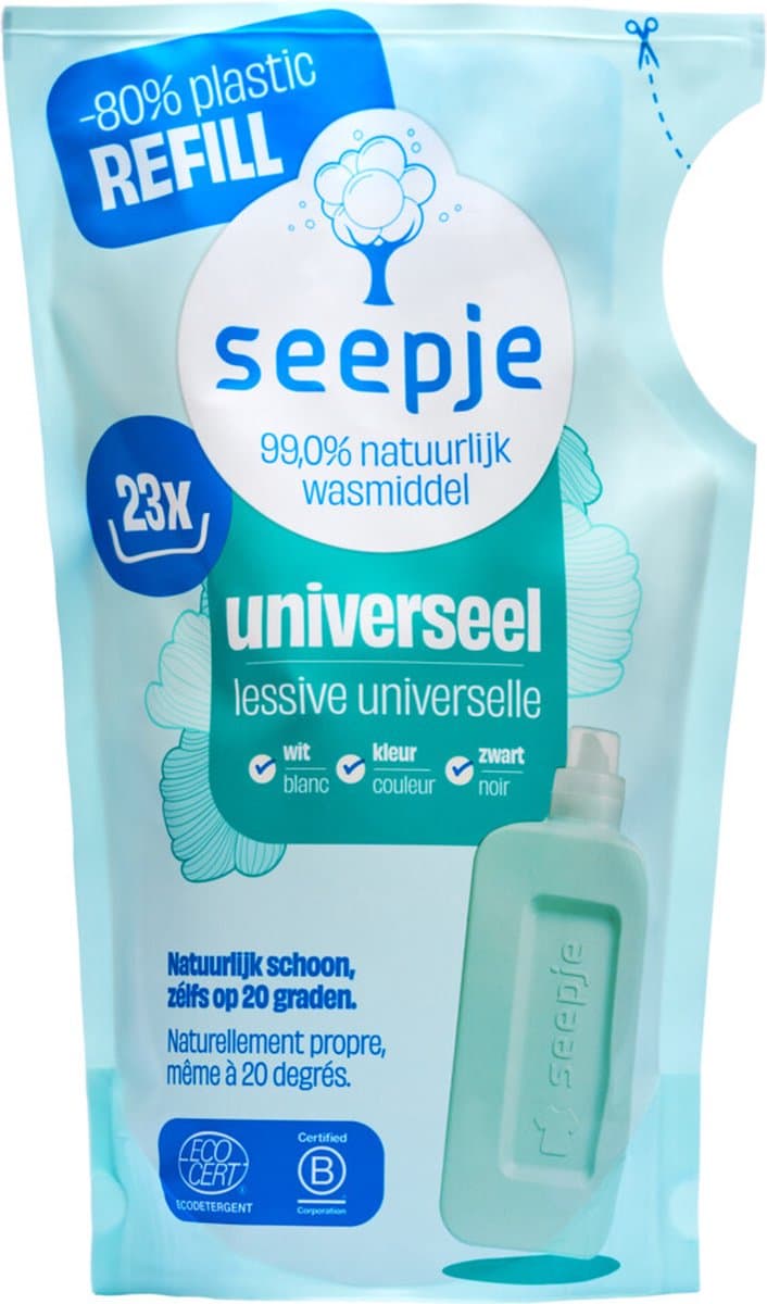Seepje Wasmiddel Navulling - Universeel - Sprankelende Jasmijn - 1L - 23 Wasbeurten — afbeelding 1