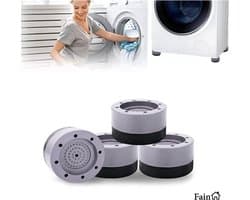 Luxe Trillingsdempers wasmachine – Set van 4 stuks – Grijs - Extra dik - Voetjes wasmachine & droger - Wasmachine demper – Anti trillings / vibratie dempers pads – Antislip rubber – Trillingsmat – Antislipmat - Schokdempers wasmachine — afbeelding 1