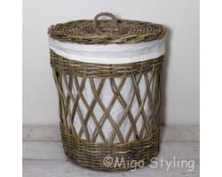 Wasmand - Rond - Open - Met binnenzak - Riet - Rotan - Dia50xH60-
