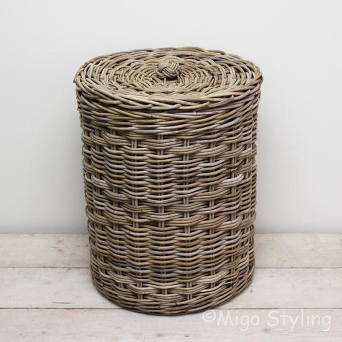 Migo Styling - Wasmand - Rond - Met binnenzak - Riet - Rotan - Dia46xH60 — afbeelding 1