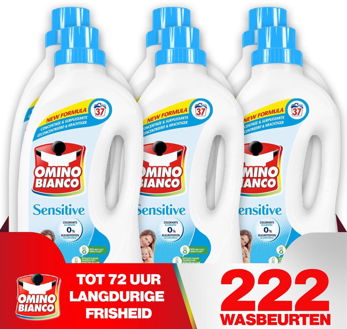 Omino Bianco Sensitive - Vloeibaar wasmiddel - 6 x 1.48 L - Geconcentreerd — afbeelding 1