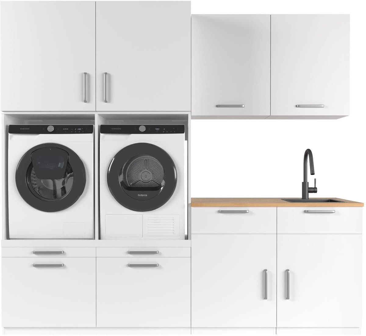 Wasophoogte® Wasmachine Kast Singapore - Wasmachine verhoger - Wasmachine ombouw - 700(D)*2530(B)*2350(H) mm - Wit — afbeelding 1