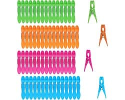 TOVBMUP 60 stuks wasknijpers - Groot formaat - 4 kleuren - Kunststof materiaal - Met stevige buitenveer - Antislip ontwerp - Geschikt voor het drogen van kleding en het sluiten van snackzakken