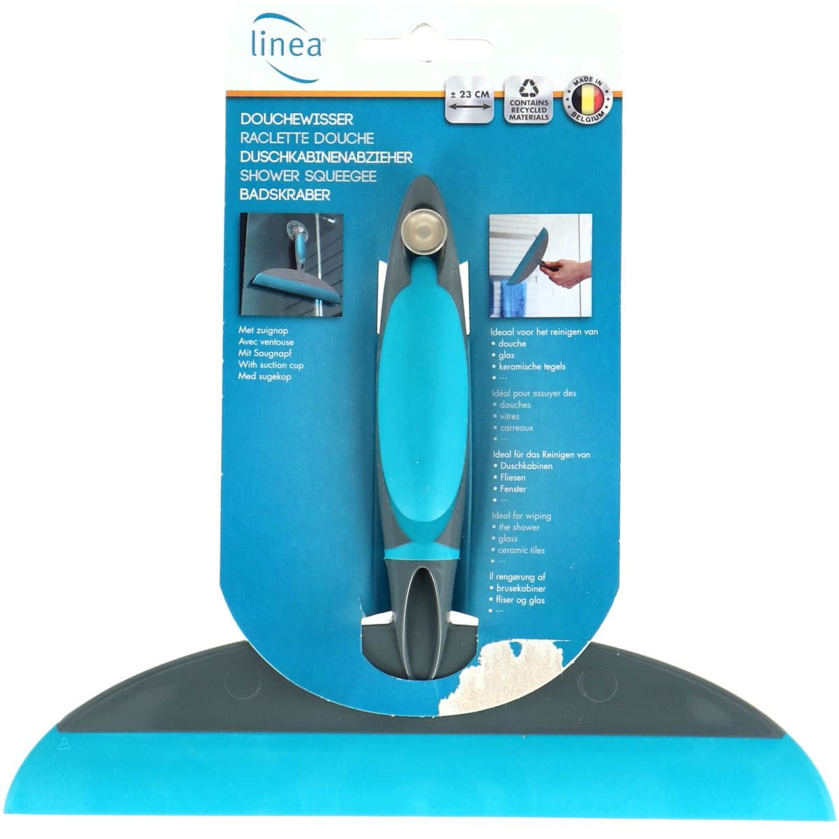 Linea Softwise Douchewisser Met Zuignap Blauw/Wit — afbeelding 1