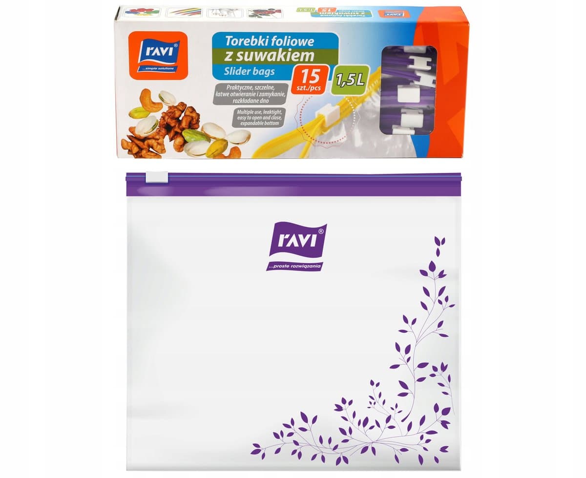 Ravi - Herbruikbare Foliezakken met Rits - 1,5L - 15 stuks - Transparant — afbeelding 1