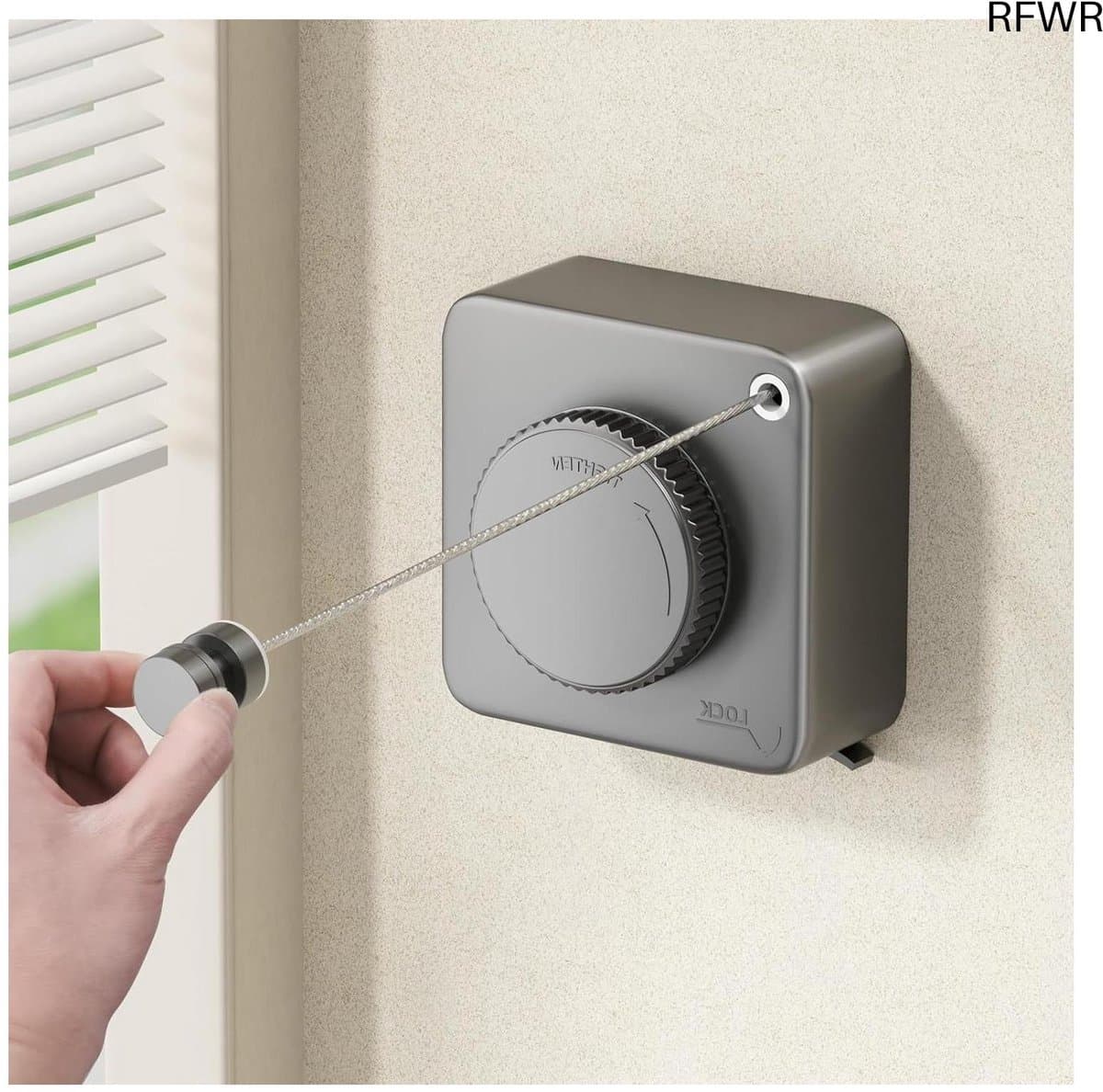RFWR® Intrekbare Waslijn voor Binnen en Buiten - Niet-doorhangend Ontwerp 4,5m - Ruimtebesparend en Eenvoudig te Installeren — afbeelding 1