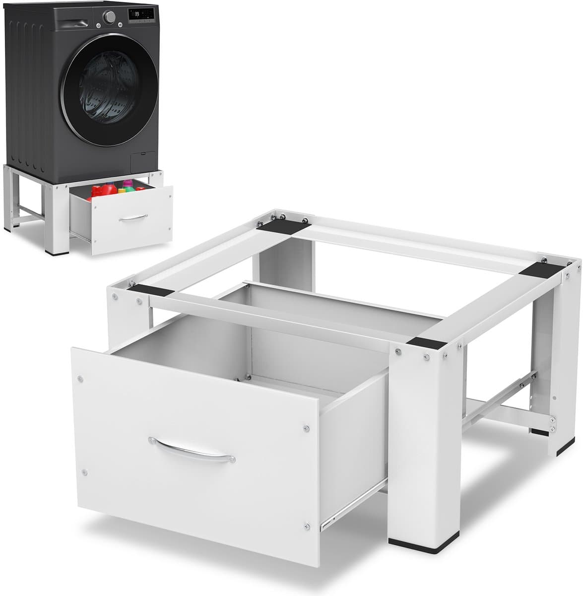 Wasmachine verhoger met lade Wit - 32.5cm hoog - Wasmachine opbouwmeubel - Wasmachine Sokkel - 150 kg belastbaar — afbeelding 1