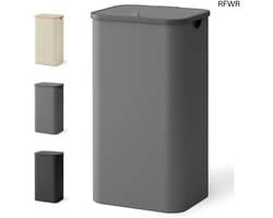 RFWR® Wasmand met deksel 100 liter - Ruimtebesparende wassorteerder met opvouwbare waszak - Grijze opbergmand met handvat