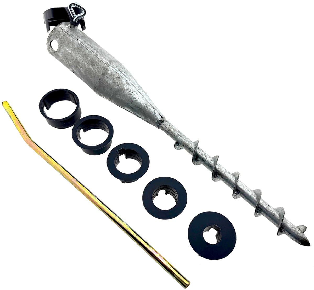Grondanker gegalvaniseerd staal - grondboor / parasol houder/voet - geschikt voor 25 - 60 mm — afbeelding 1