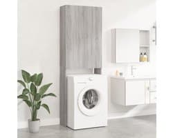 Wasmachine ombouw - Kast - Opbouwmeubel - Verhoger - Wasmachine meubel - Opbergkast - Hout - Grijs sonoma eiken