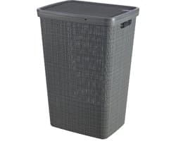 Curver Jute Wasmand met deksel - 58 liter - Donkergrijs
