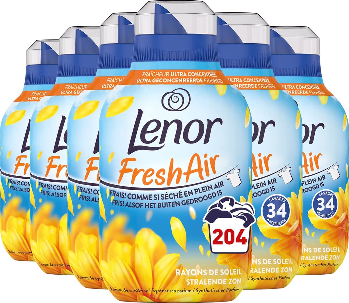 Lenor Fresh Air Zonnestralen - Wasverzachter - 6 x 34 Wasbeurten Voordeelverpakking — afbeelding 1