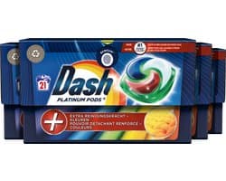 Dash Platinum Pods +Vlekverwijderingskracht - Wasmiddel - 4 x 21 Wasbeurten Voordeelverpakking