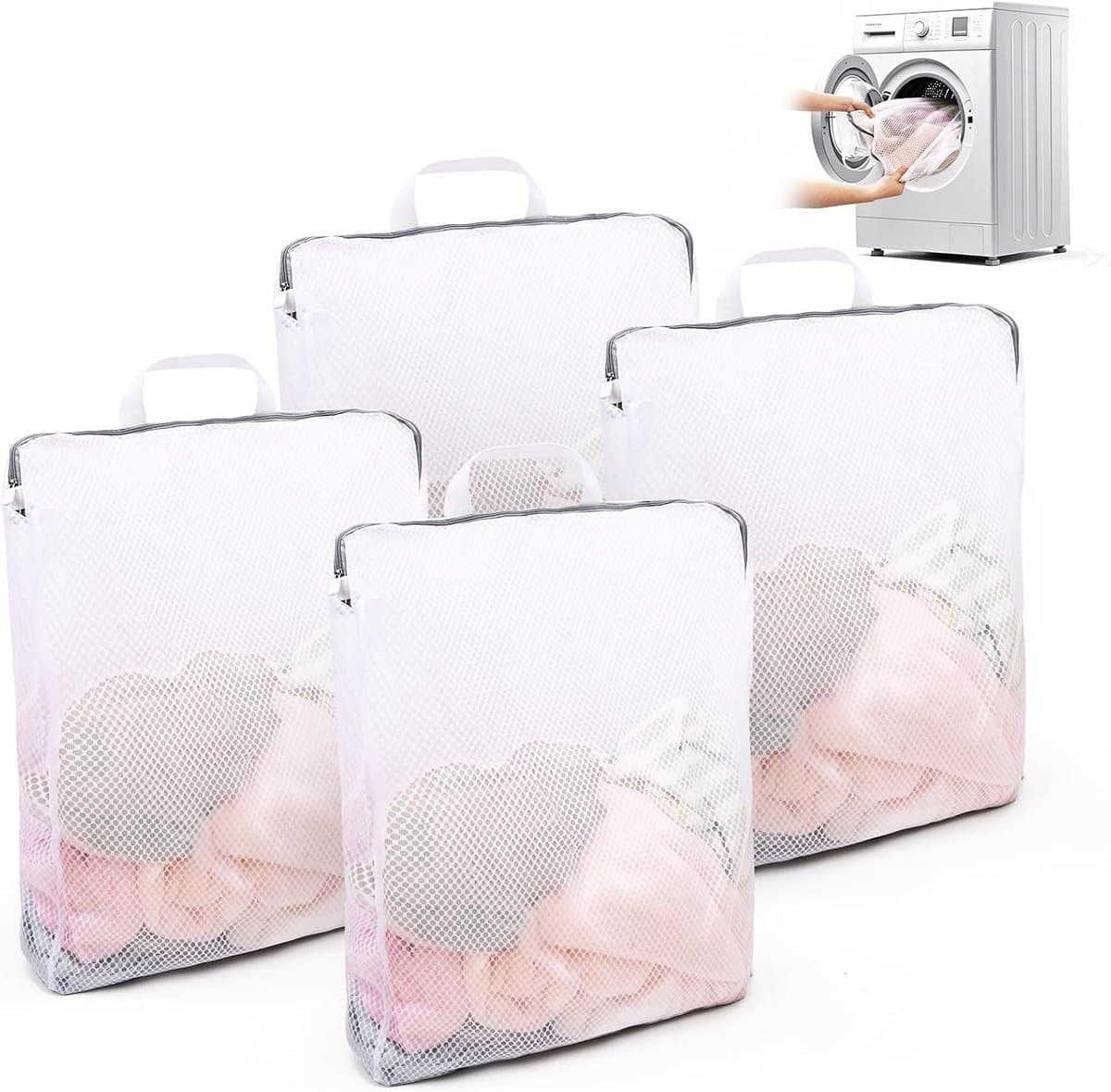 Vierdelige wasnetset - 50 x 60 cm - met handvat en ritssluiting - Stijl A — afbeelding 1