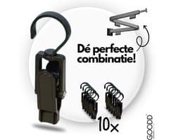GOODD® - Wasknijpers - Knijpers - 10 STUKS - Met haak - Zwart - Droogrek knijpers - Wasrek knijpers — afbeelding 1