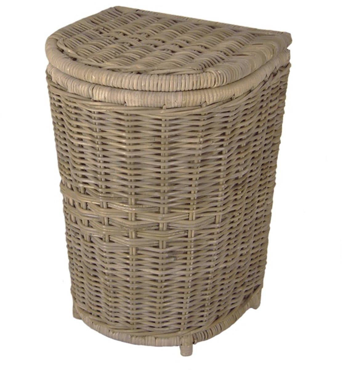 MigoStyling - Wasmand - Halfrond - Grey - Met deksel - Riet - Rotan - Grijs — afbeelding 1