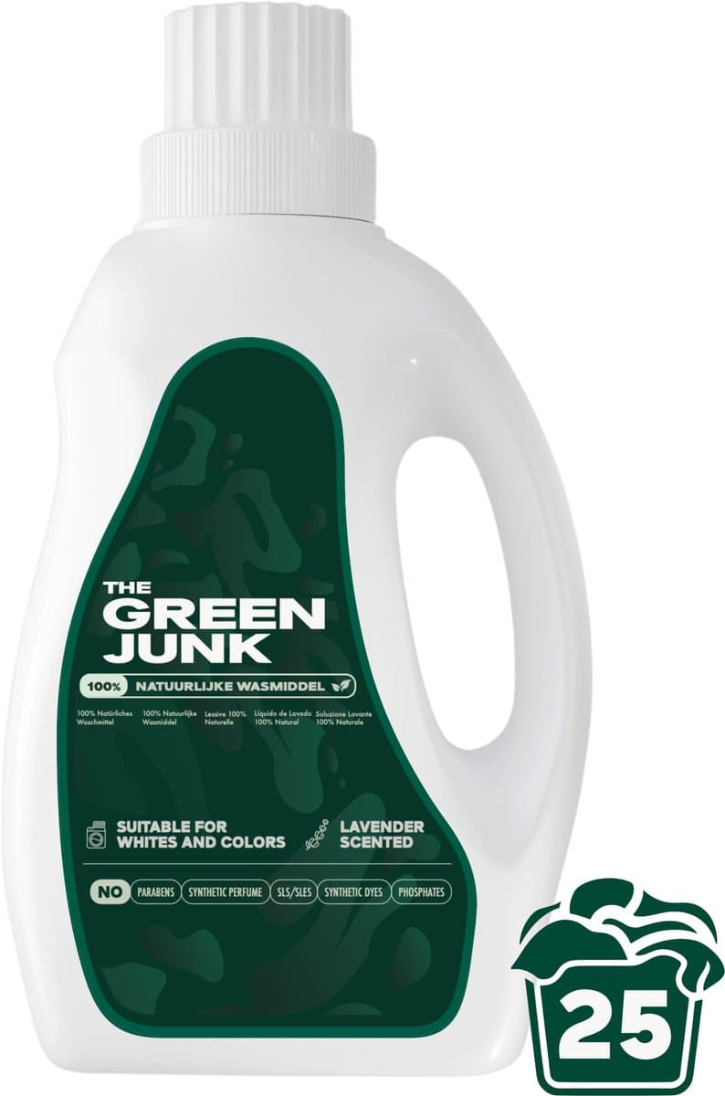 The Green Junk - 100% Natuurlijk Wasmiddel 750ML - Zonder Parfum - Hypoallergeen - Vloeibaar Baby Wasmiddel - 25 Wasbeurten — afbeelding 1