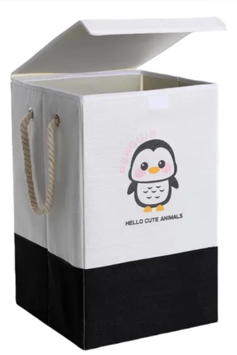 Wasmand - Wasmand Kinderkamer - Opbergmand kinderen - Opvouwbare Wasmand - Laundry Basket- Wasmand met Deksel - Opbergmand voor speelgoed - Speelgoedmand - 45L — afbeelding 1