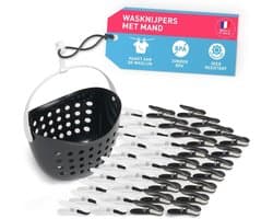 Zachte wasknijpers met mand - 40 stuks - Duurzaam en milieuvriendelijk