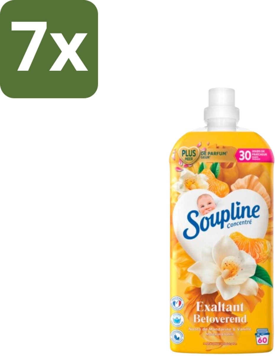 7 x Soupline – Wasverzachter – Betoverend Mandarijn & Vanille – 1,28 L - Wasverzachter - Wasverzachter Mandarijn En Vanille - Wasverzachter Betoverend - Wasverzachter Voor Kleding - Wasverzachter Voor Was — afbeelding 1
